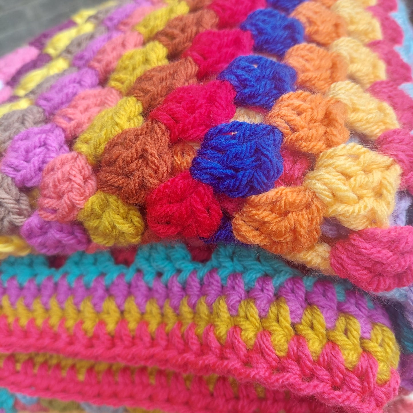 Large Random Crochet Granny Square Blanket - No 3