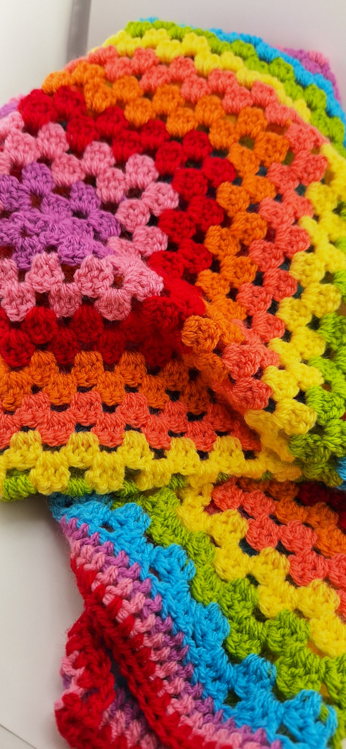 Crochet Granny Square Baby Blanket - The Bright & Fresh Rainbow