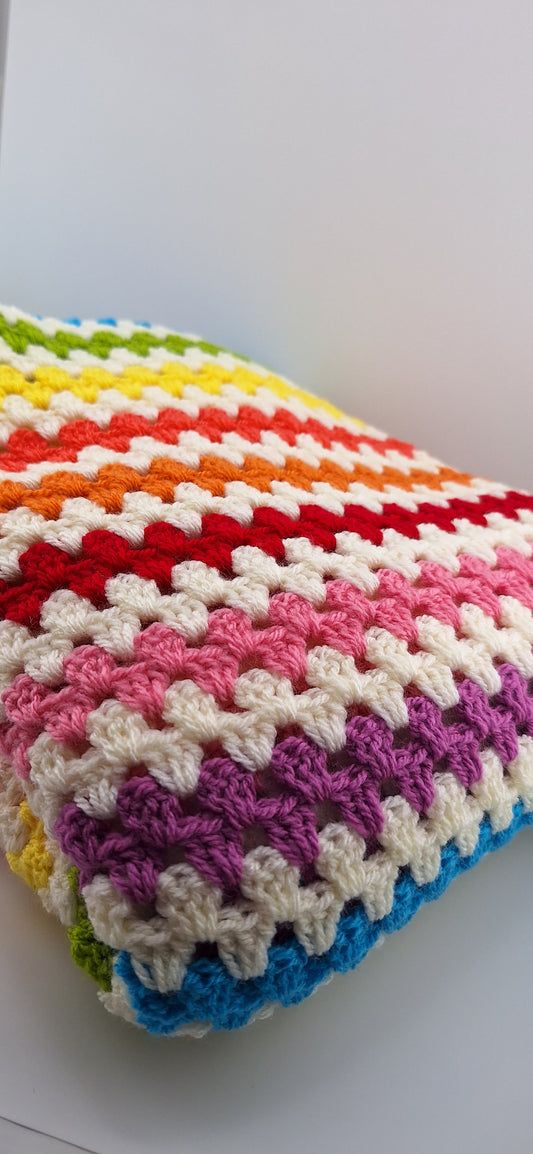 Fresh Rainbow granny stripe blanket