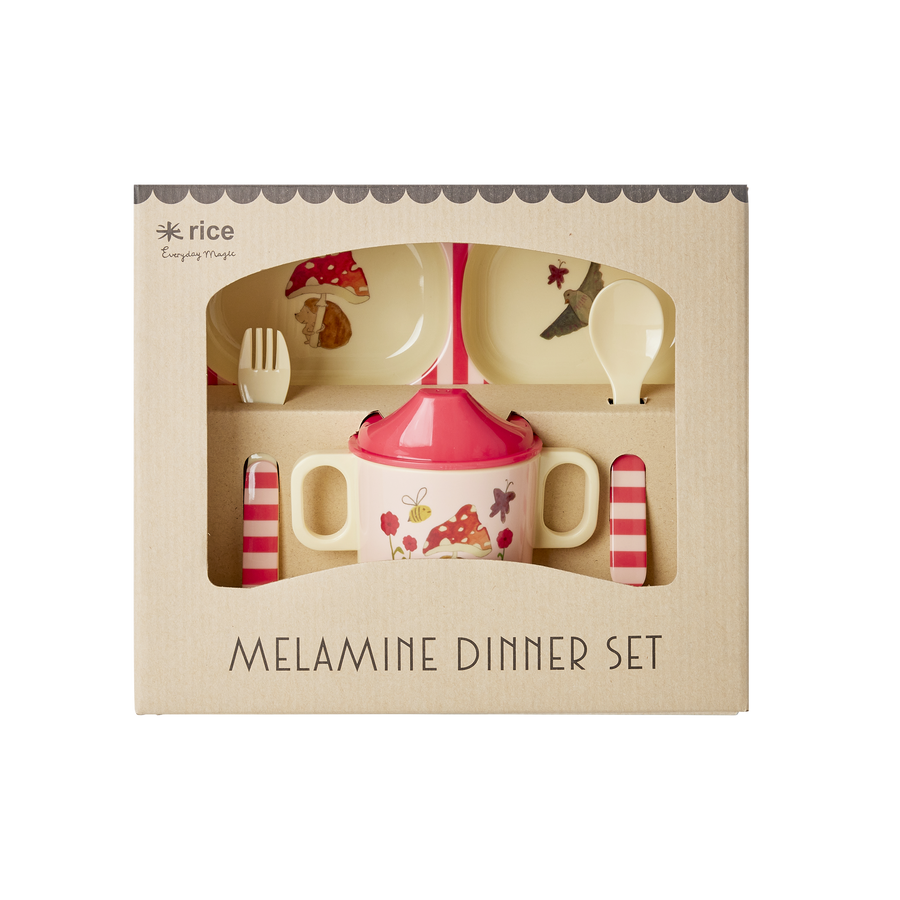 Baby Dinner Set - Red - Happy Forrest Print