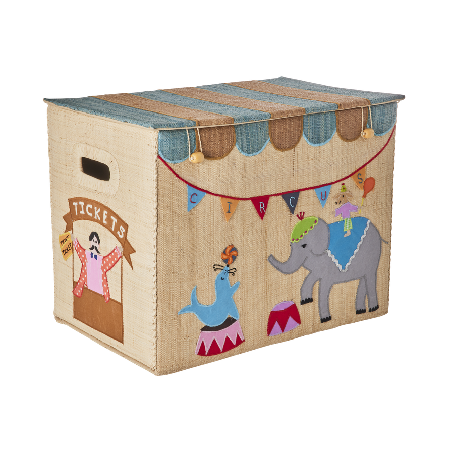 Large Raffia Storage Basket - Circus Theme - Foldable