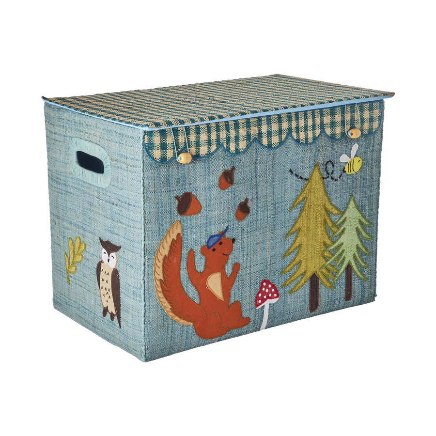 Large Raffia Storage Basket - Happy Forest - Foldable