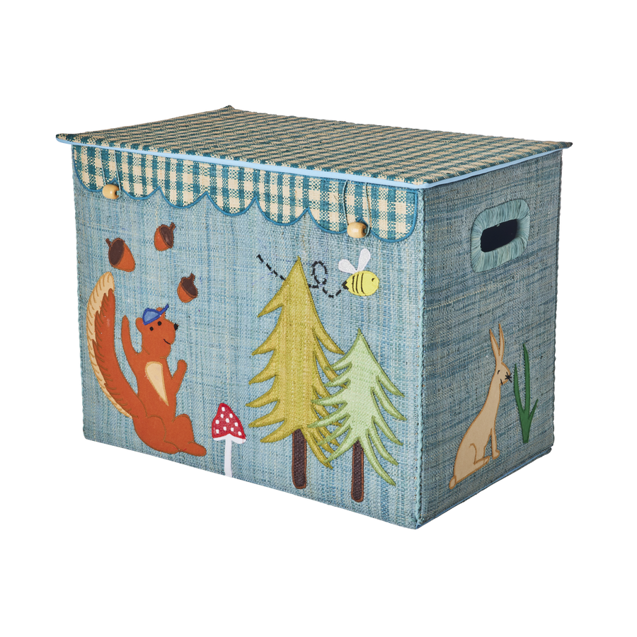 Large Raffia Storage Basket - Happy Forest - Foldable