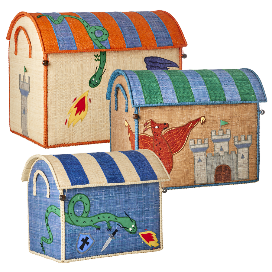 Raffia Storage House - Dragon Theme - Set of 3