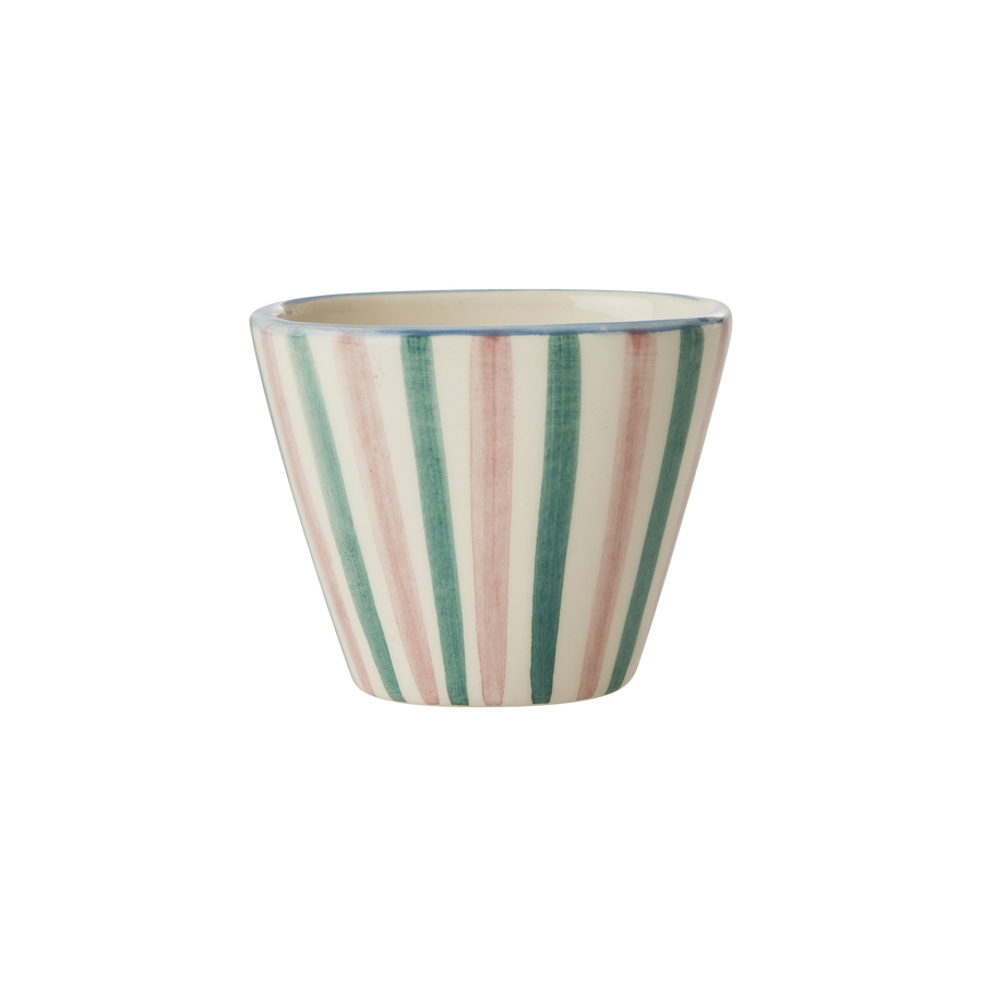 Small Oval Ceramic Espresso Cup - Hand Painted Stripes