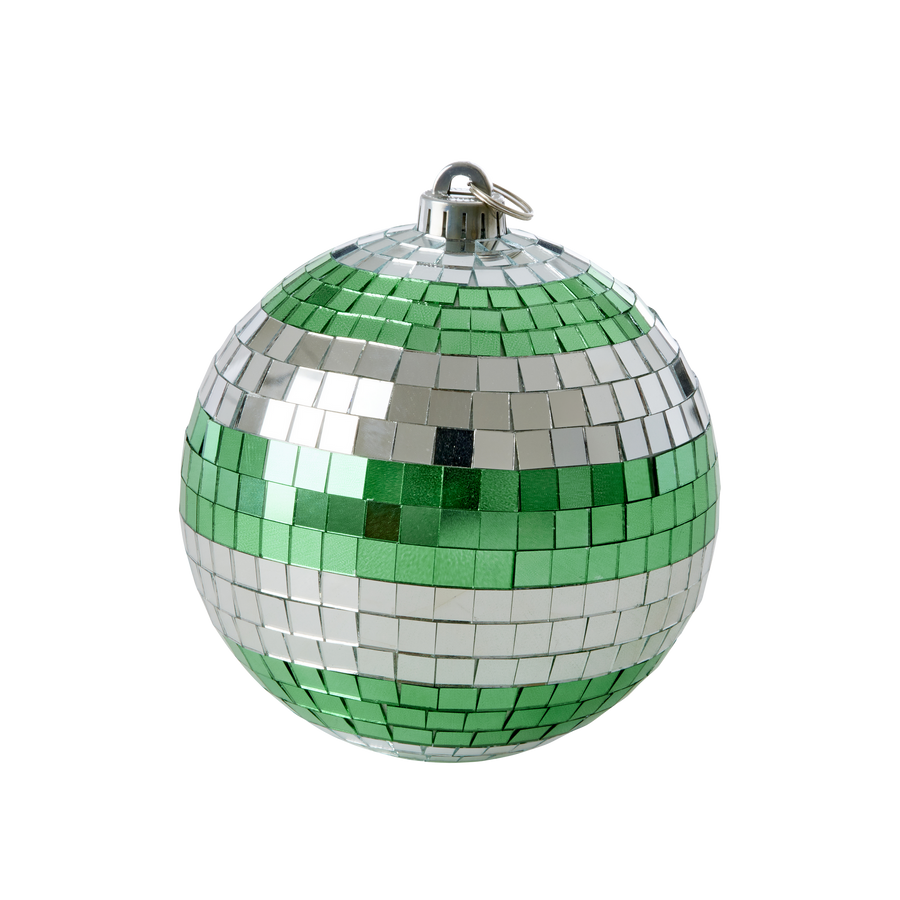 Medium Round Disco Ball - Green and Silver Stripe