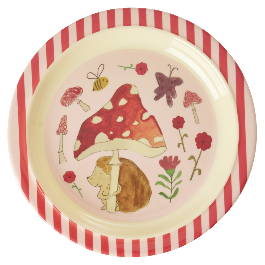 Mushroom Print Melamine Lunch Plate