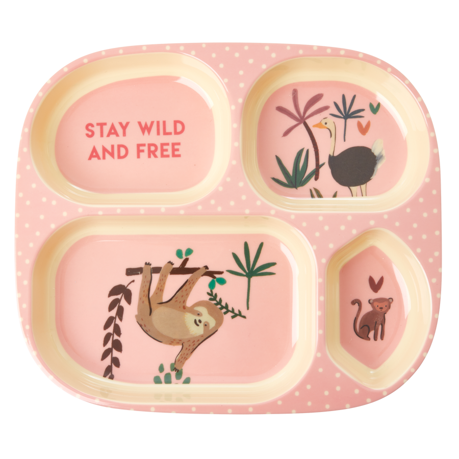 4 Room Section Plate - Pink Jungle Animals