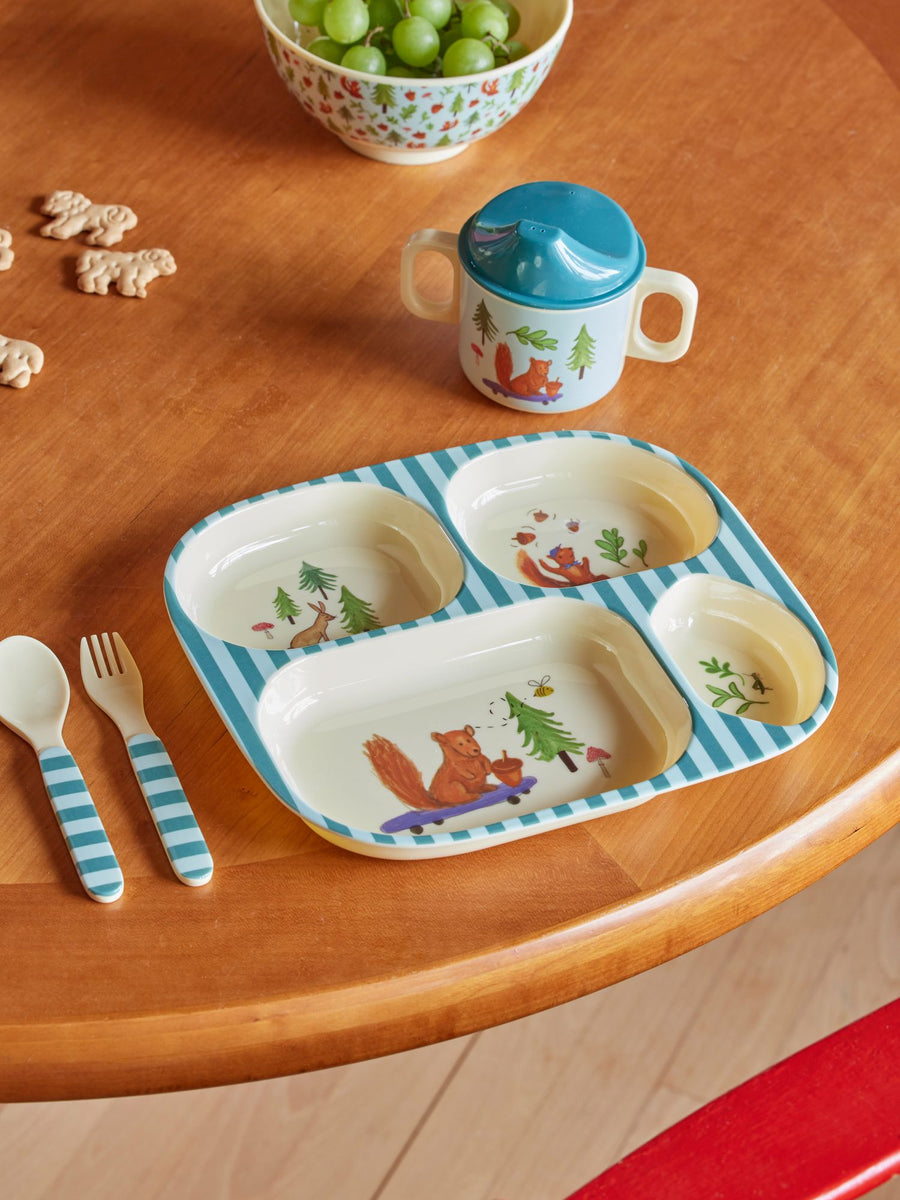 Baby Dinner Set - Blue - Happy Forrest Print