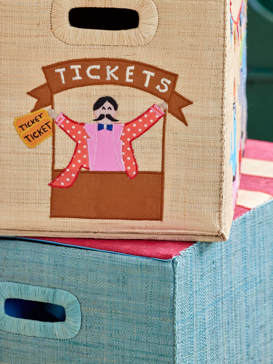 Large Raffia Storage Basket - Circus Theme - Foldable