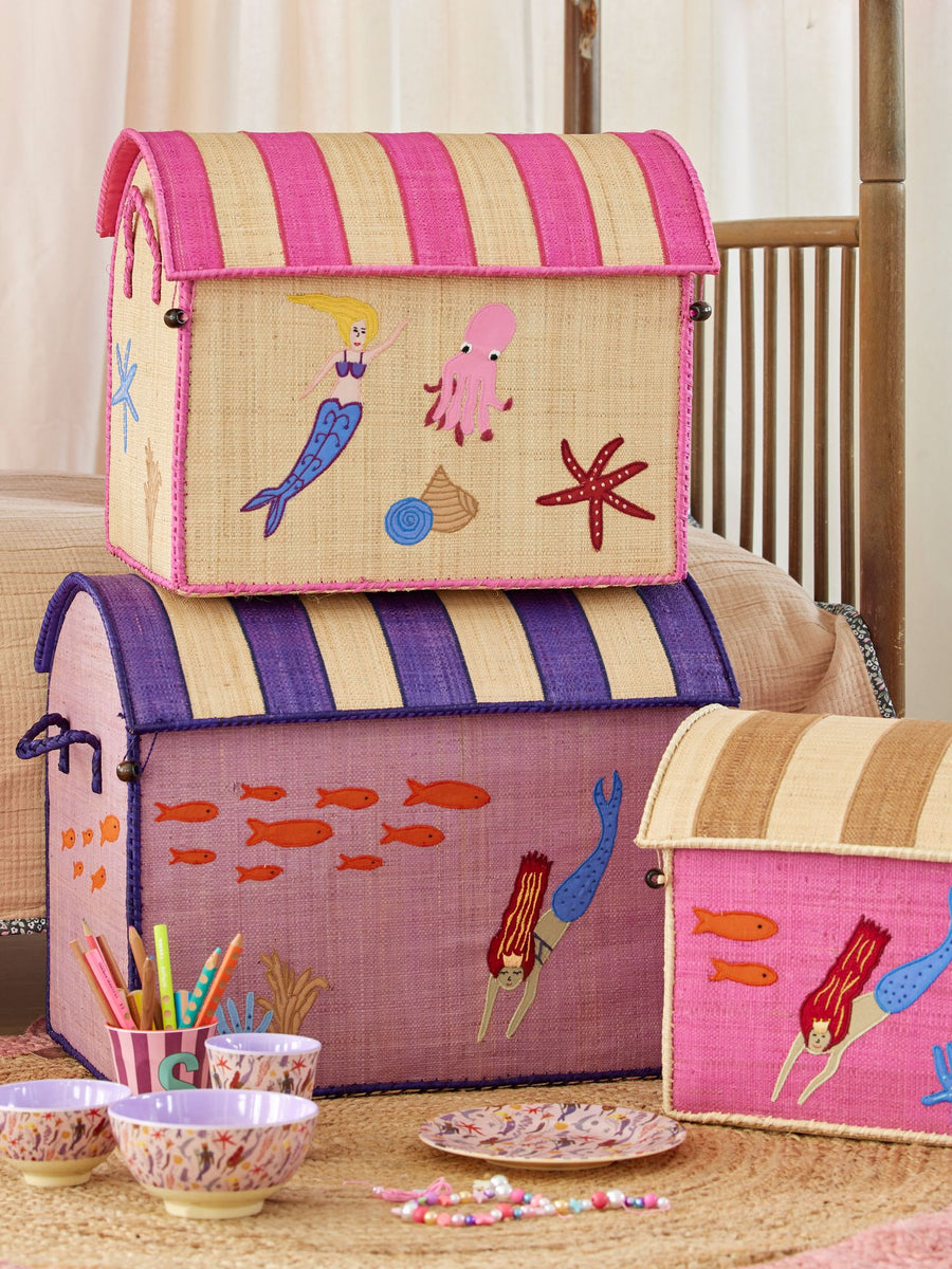 Raffia Storage House - Mermaid Theme - Set of 3