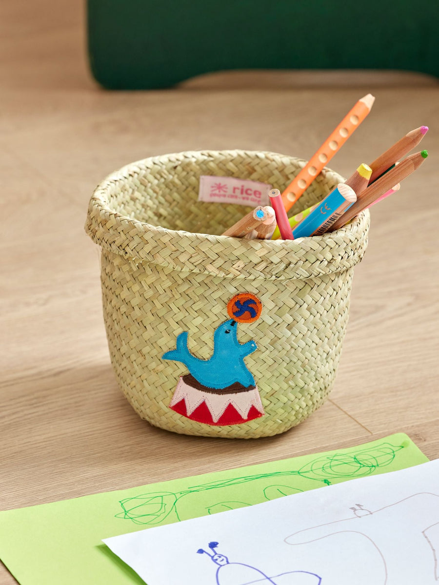 Small Raffia Storage Basket - Circus Theme