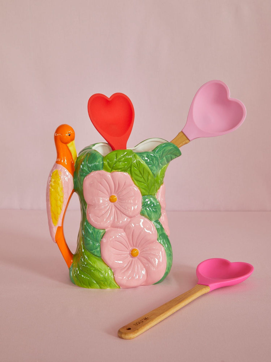 Ceramic Vase - Crane and Flowers