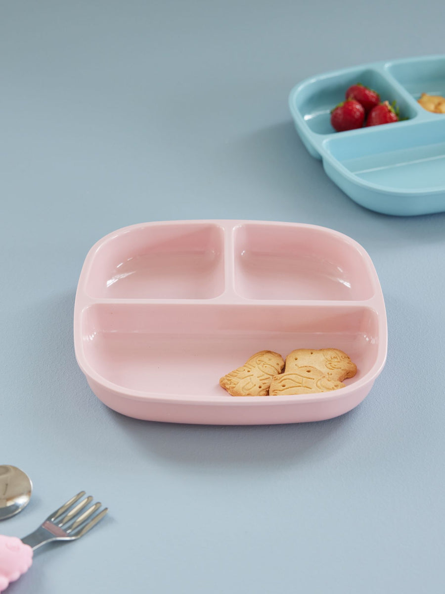 Melamine 3 Room Section Plate - Soft Pink