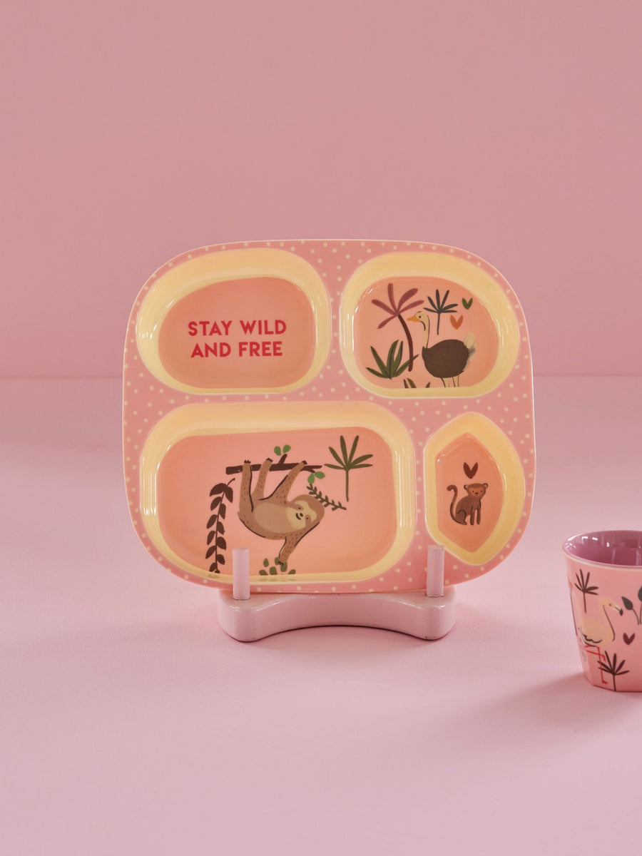 4 Room Section Plate - Pink Jungle Animals