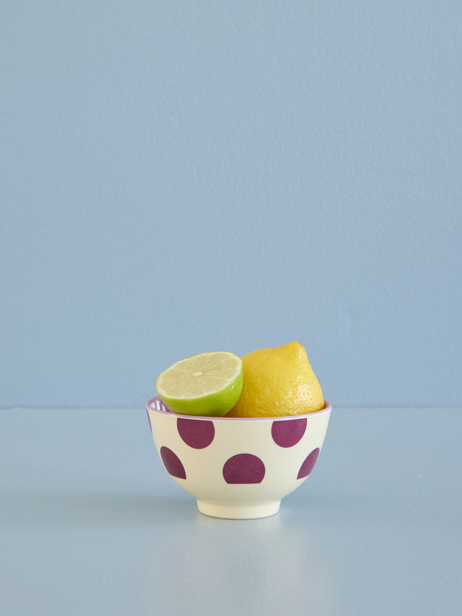 Small Melamine Bowl - Purple Dots Print