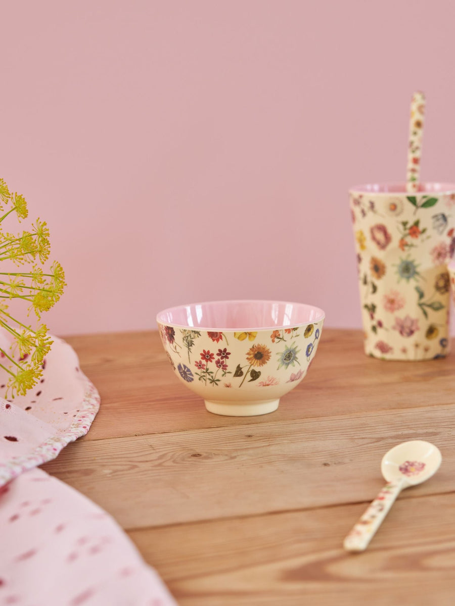 Small Melamine Bowl - Cream - Floras Dream Print