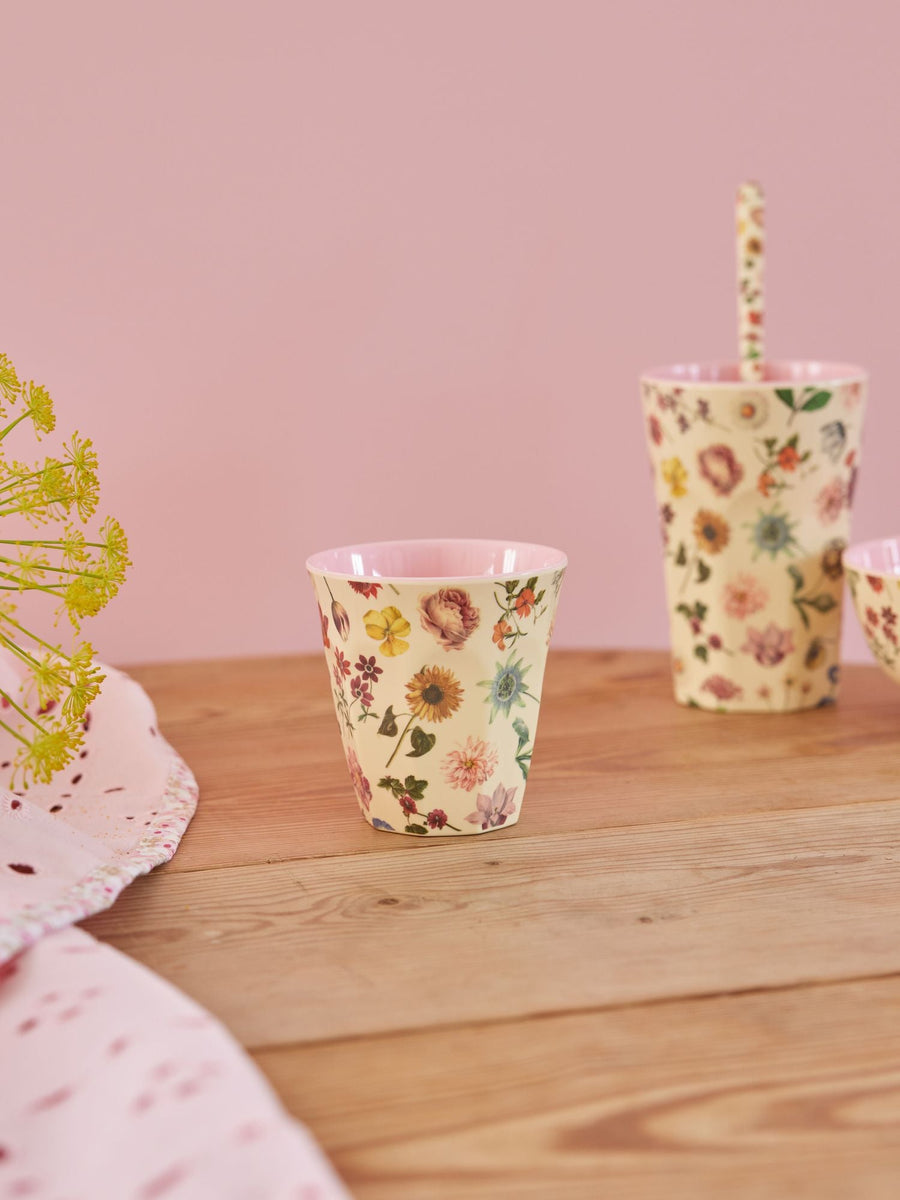 Medium Melamine Cup - Cream - Floras Dream Print