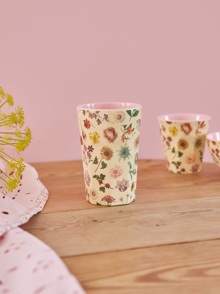 Tall Melamine Cup - cream - Floras Dream Print