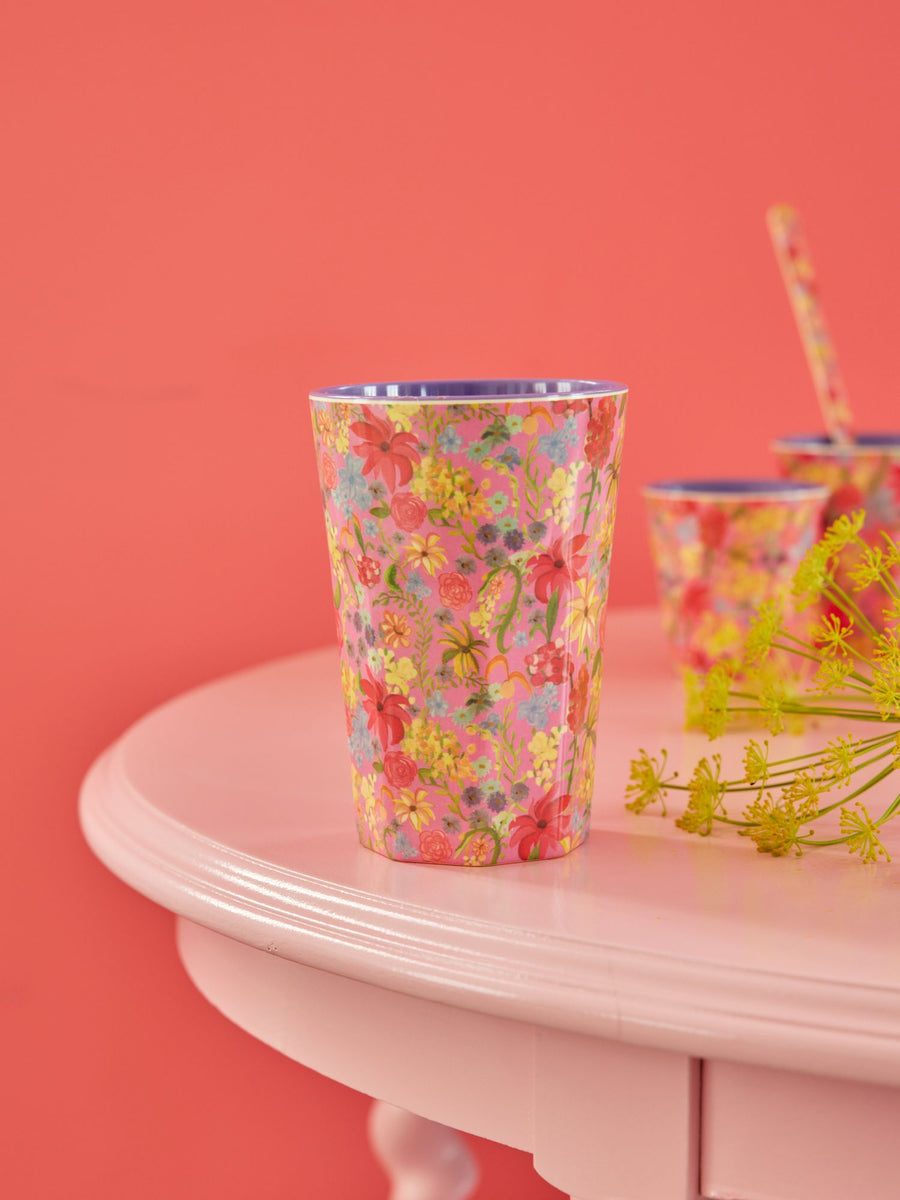 Tall Melamine Cup - Swedish Flower Print
