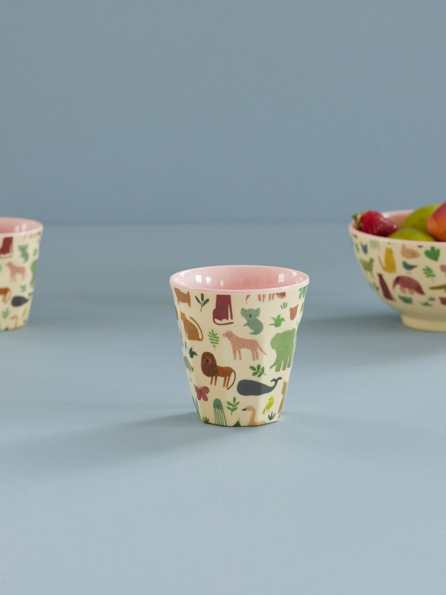 Medium Melamine Cup - Soft Pink - Sweet Jungle Print