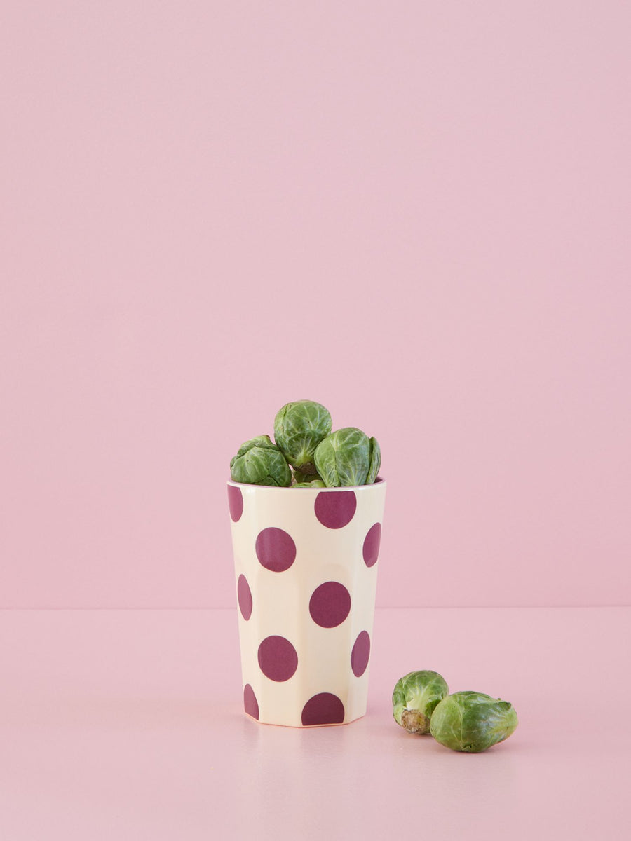 Melamine Cups in Maroon Dots Print - Tall