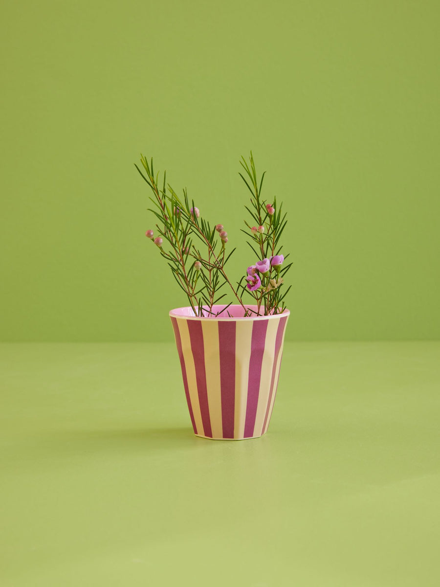 Melamine Cup - Medium - Plum Stripes
