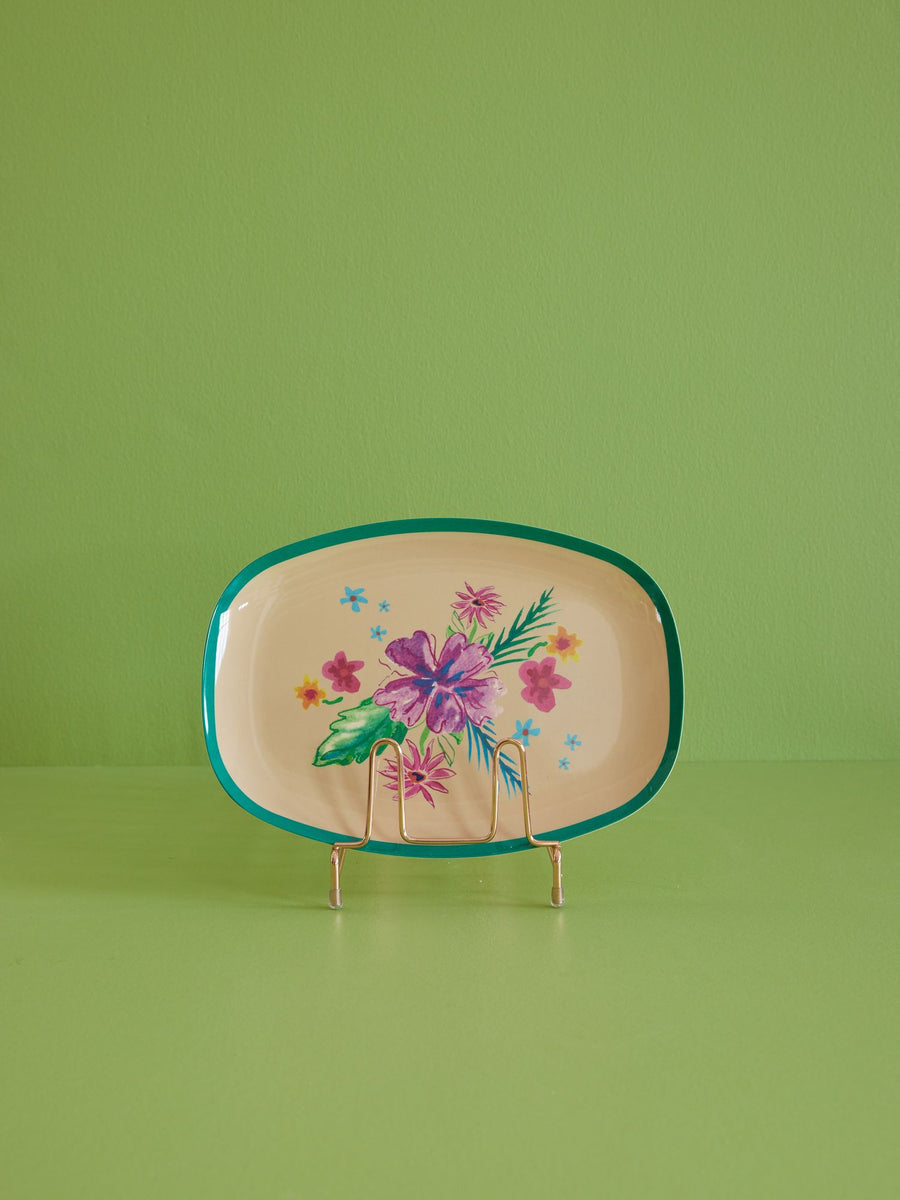 Melamine Rectangular Plate - Arda Bloom Print