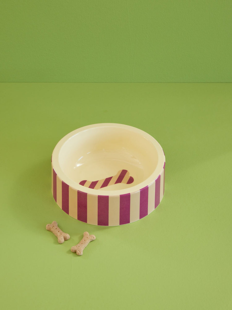 Melamine Pet Bowl - Striped Bone