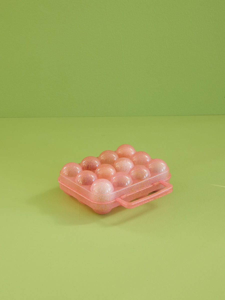 Egg Container for 12 Eggs in Glitter Pink
