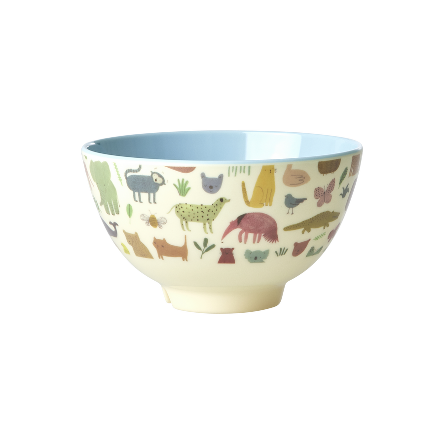 Small Melamine Bowl - Dusty Blue - Sweet Jungle Print