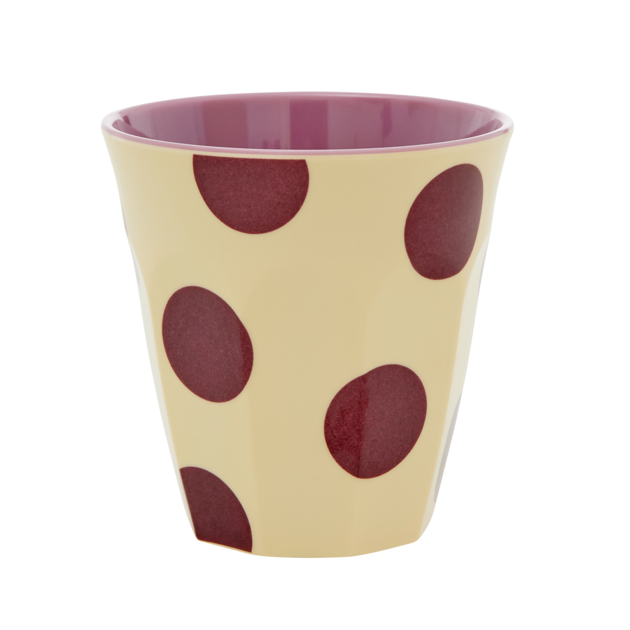 Melamine Cups in Maroon Dot Print - Medium
