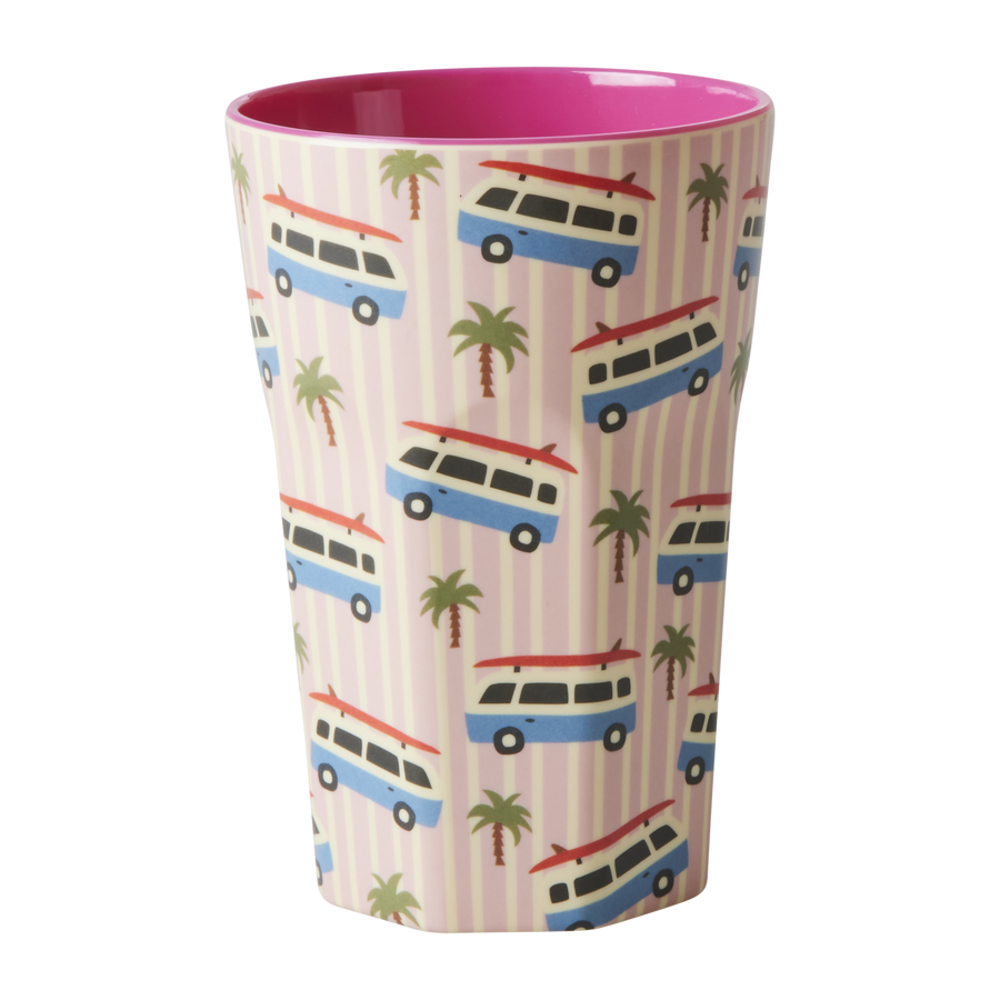 Melamine Tall Cup - Pink Camper Print