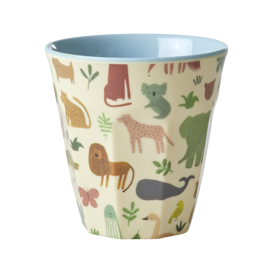 Medium Melamine Cup - Dusty Blue - Sweet Jungle Print
