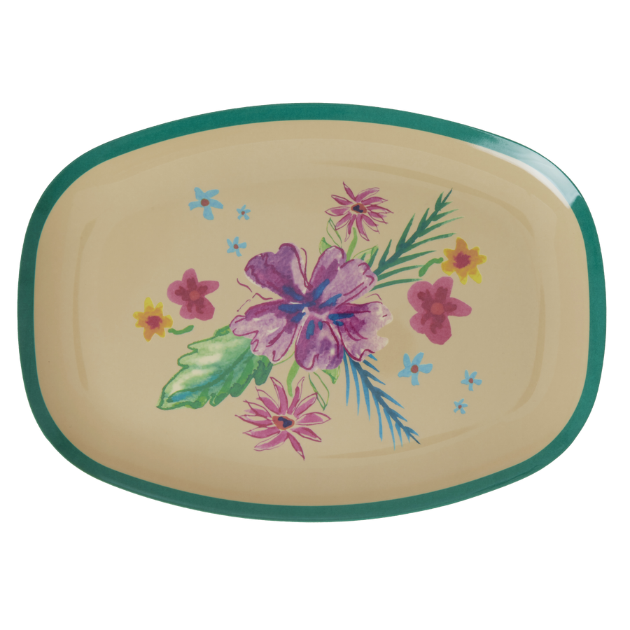 Melamine Rectangular Plate - Arda Bloom Print