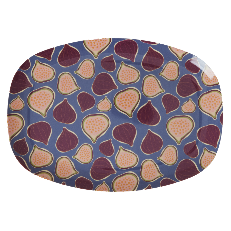 Rectangular Melamine Plate, Tray - Figs in Love Print