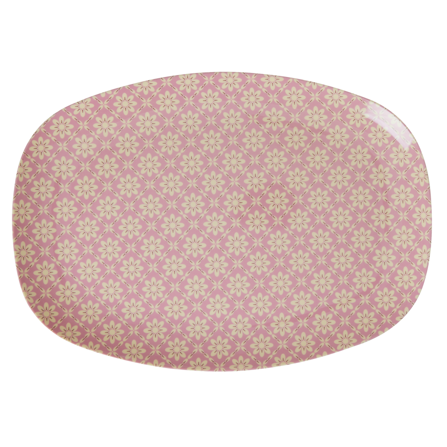 Melamine Rectangular Plate - Graphic Flower Print