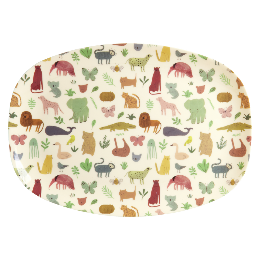 Melamine Rectangular Plate with Sweet Jungle Print