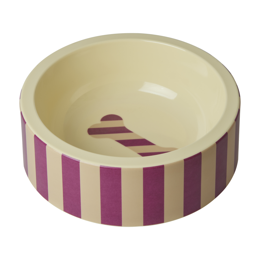 Melamine Pet Bowl - Striped Bone