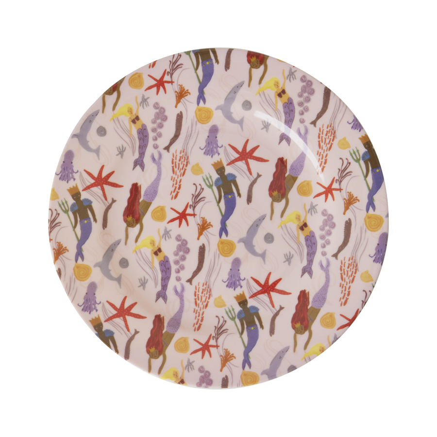 Mermaid Print Melamine Lunch Plate