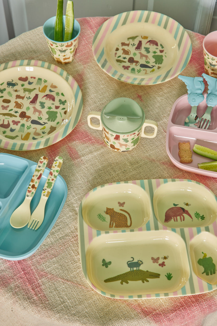 Melamine Kids 4 Room Section Plate - Sweet Jungle Print