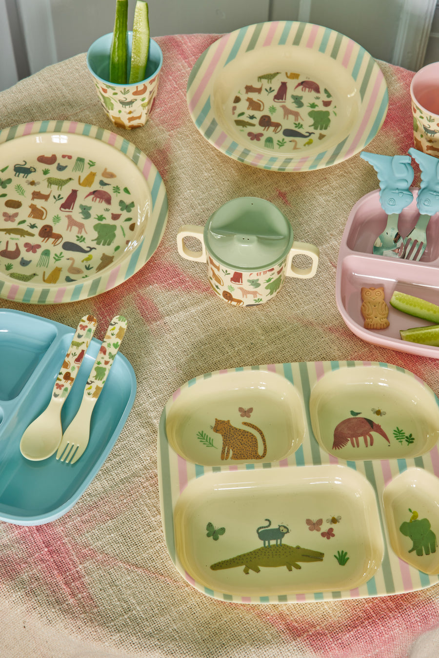 Melamine 3 Room Section Plate - Mint