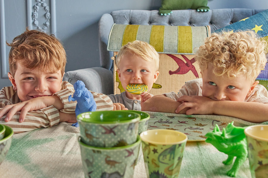 Rectangular Melamine Kids Plate - New Dino