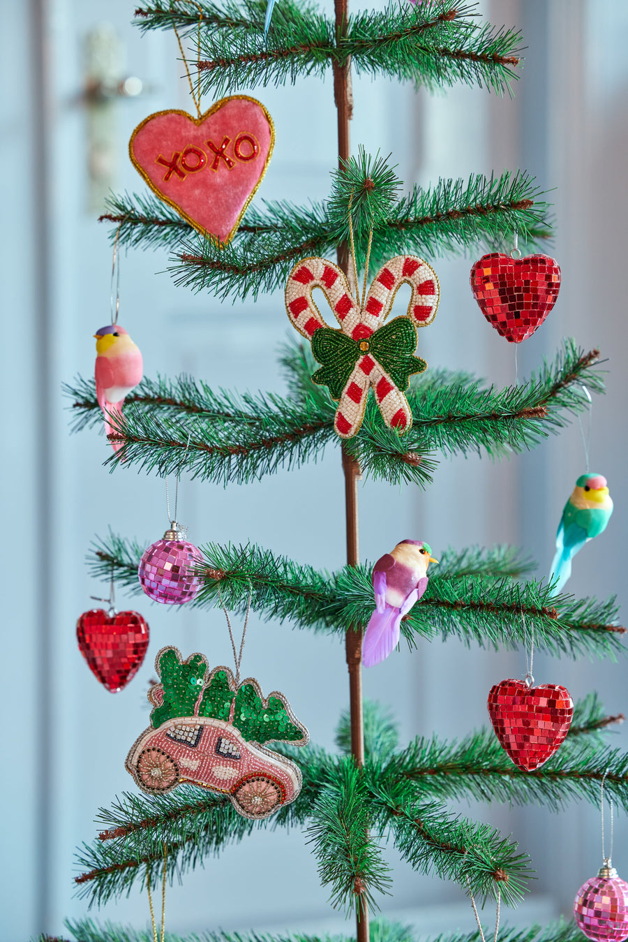 Small Heart Disco Ball Decoration - Red
