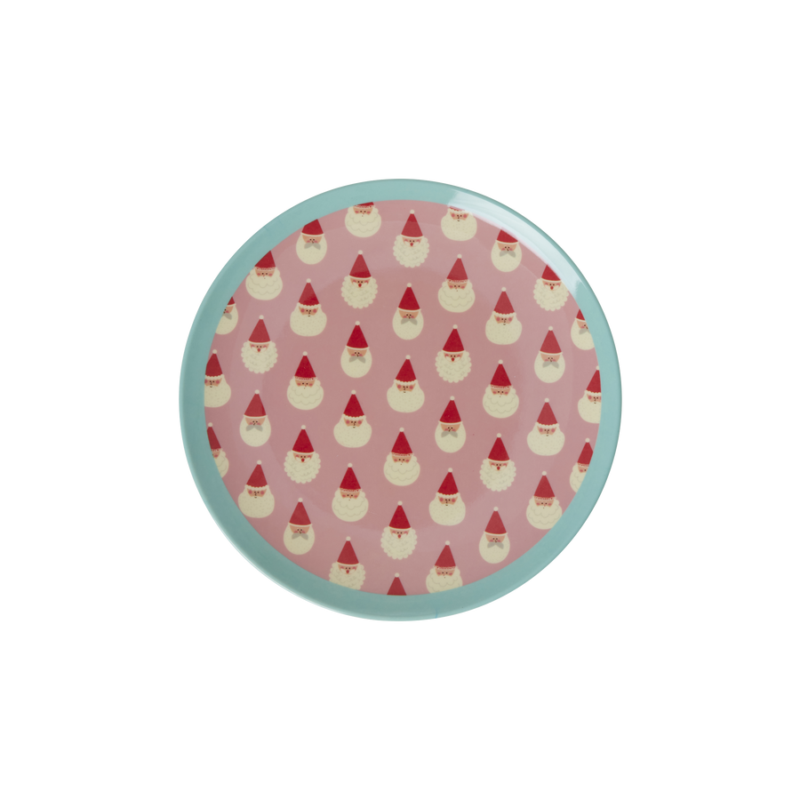 Melamine Dessert Plate - Soft Pink - Santa Baby Print
