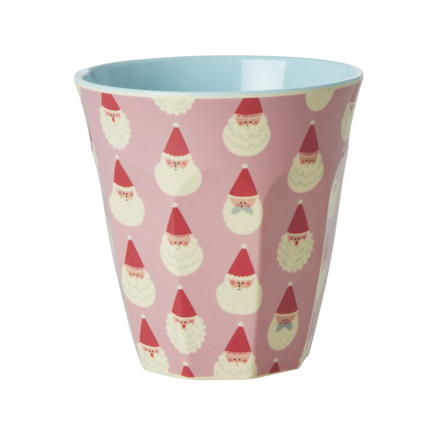 Medium Melamine Cup - Soft Pink - Santa Baby Print