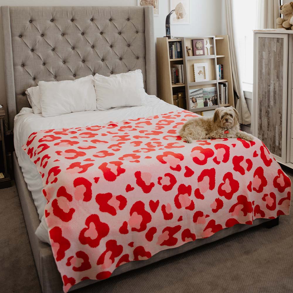 Pink Leopard Oversized Woven Blanket