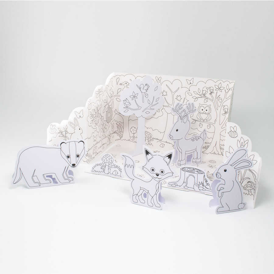 Pop Up Woodland Colouring Scene
