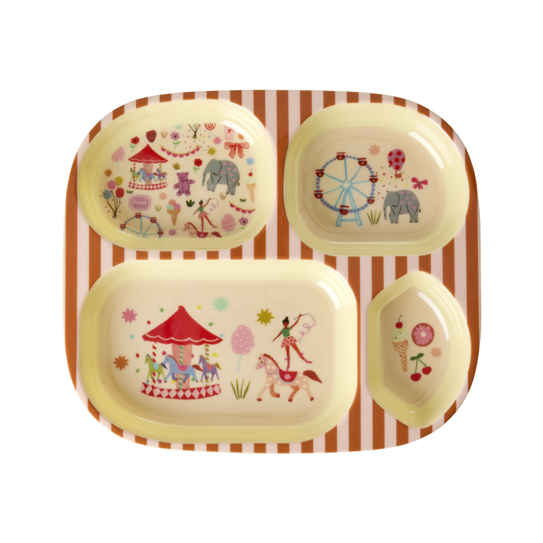 Melamine 4 Room Plate - Pink Fun Fair Print