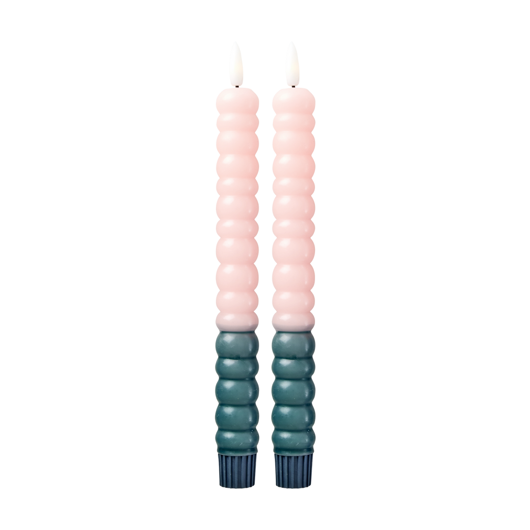 Bubble LED Candle in Green and Soft Pink